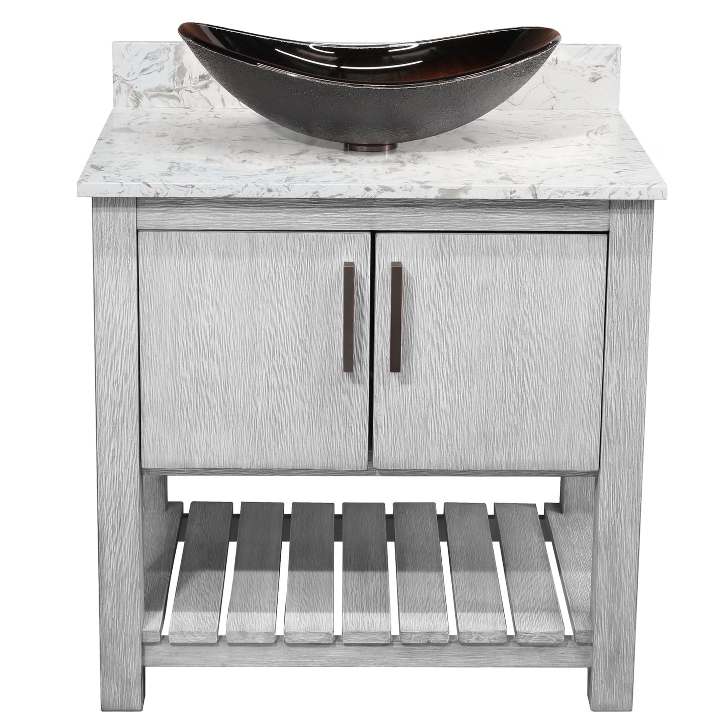 30-inch Bath Vanity with Café Mocha Quartz Counter and Sink - NOBV-30SG-6001-0088031