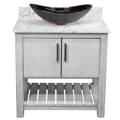 30-inch Bath Vanity with Café Mocha Quartz Counter and Sink - NOBV-30SG-6001-0088031