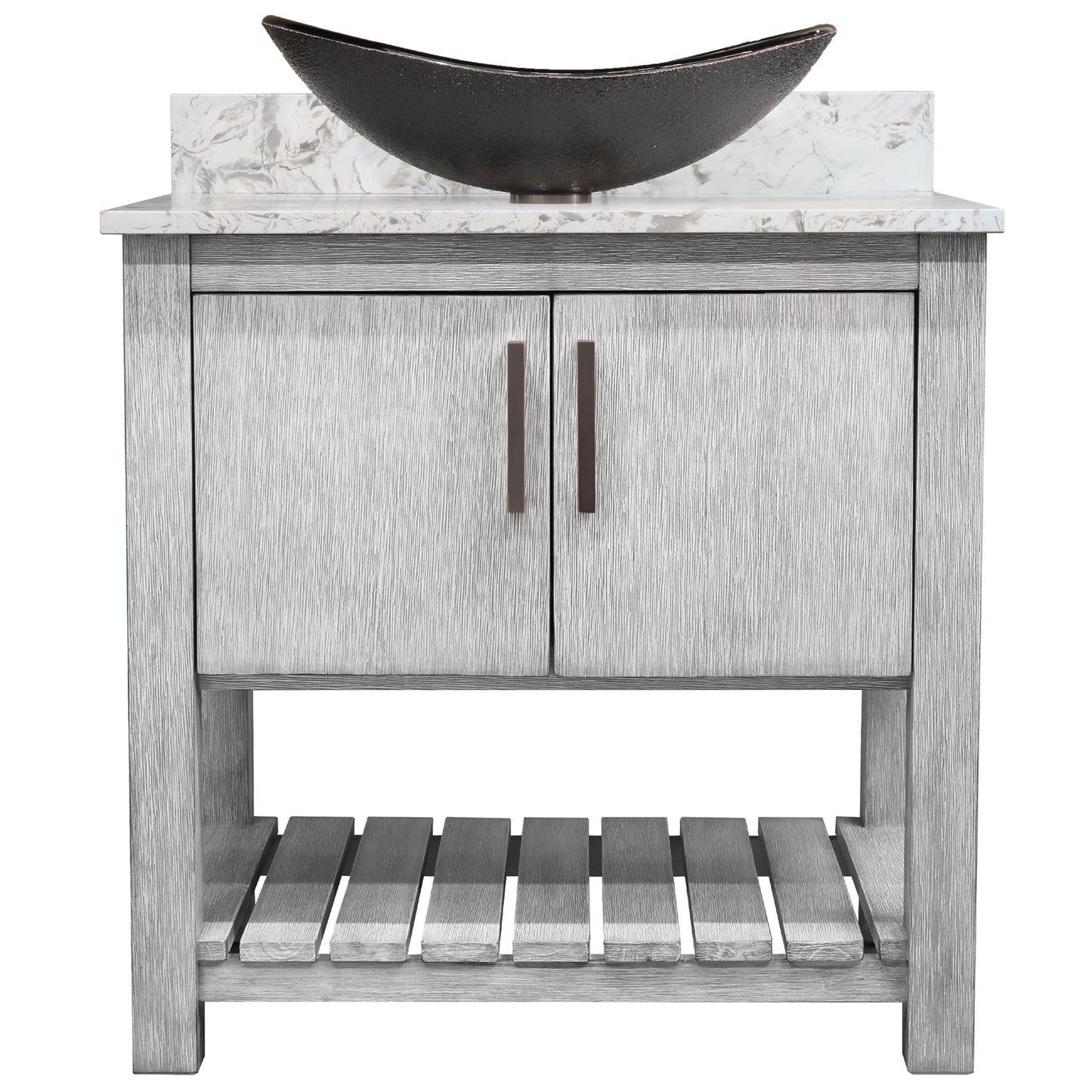 30-inch Bath Vanity with Café Mocha Quartz Counter and Sink - NOBV-30SG-6001-0088031