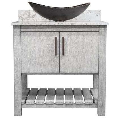 30-inch Bath Vanity with Café Mocha Quartz Counter and Sink - NOBV-30SG-6001-0088031