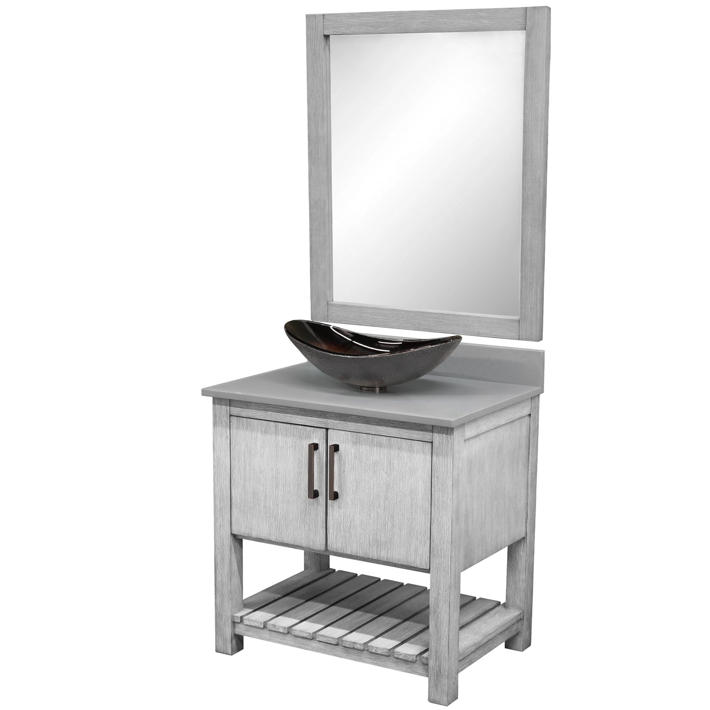 30-inch Bath Vanity with Storm Grey Quartz Counter and Sink - NOBV-30SG-280-0088031