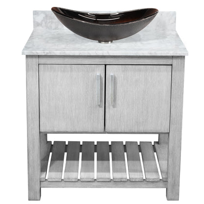 30-inch Bath Vanity with Carrara White Marble Counter and Sink - NOBV-30SG-CAR-0088031