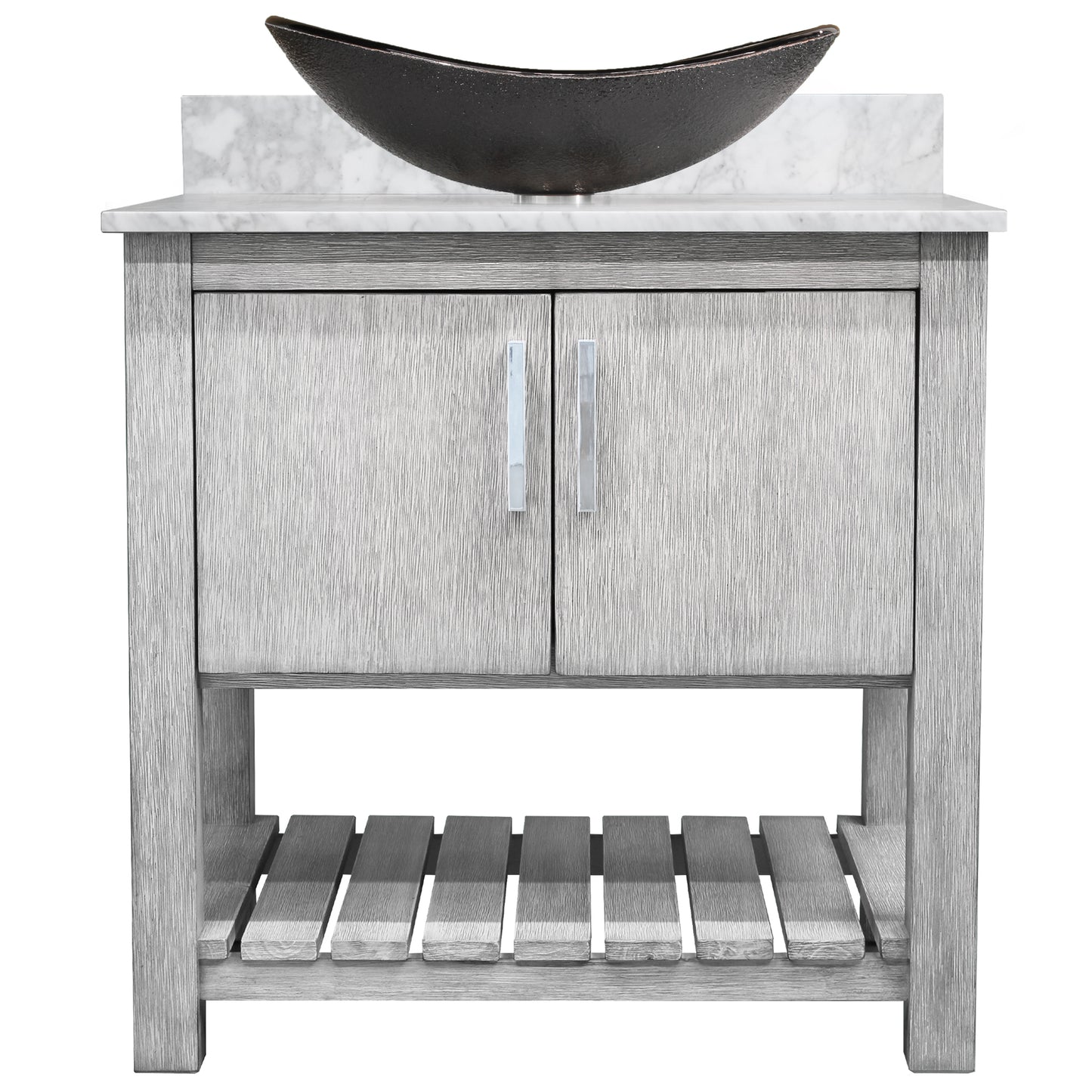 30-inch Bath Vanity with Carrara White Marble Counter and Sink - NOBV-30SG-CAR-0088031