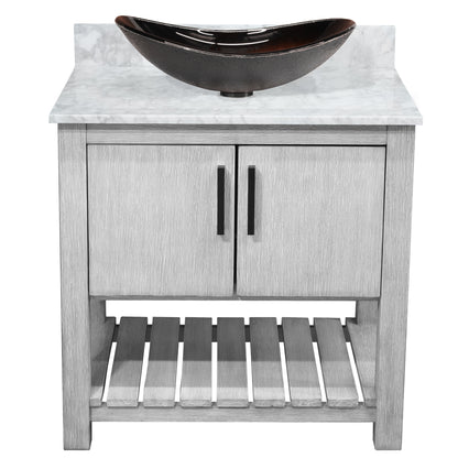 30-inch Bath Vanity with Carrara White Marble Counter and Sink - NOBV-30SG-CAR-0088031