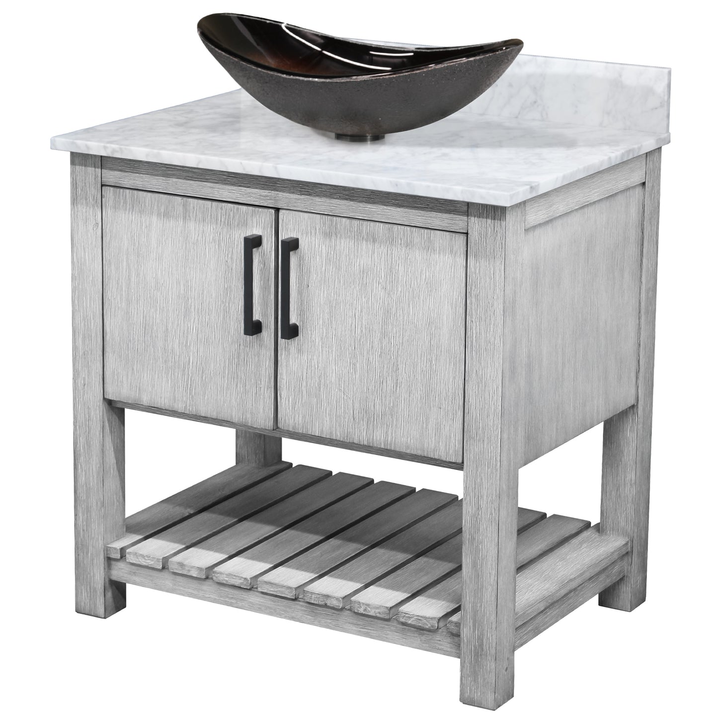 30-inch Bath Vanity with Carrara White Marble Counter and Sink - NOBV-30SG-CAR-0088031