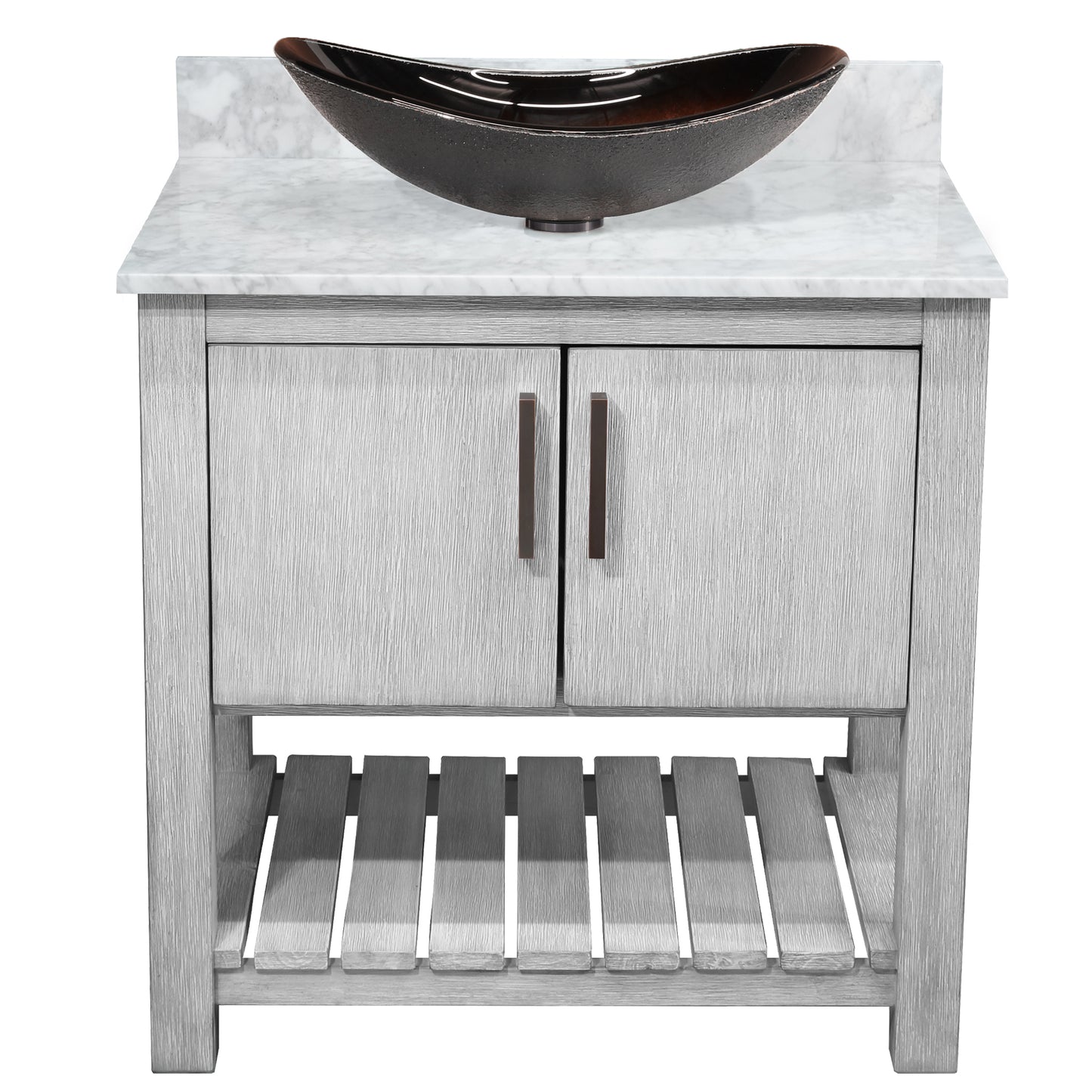 30-inch Bath Vanity with Carrara White Marble Counter and Sink - NOBV-30SG-CAR-0088031