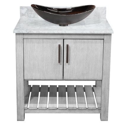 30-inch Bath Vanity with Carrara White Marble Counter and Sink - NOBV-30SG-CAR-0088031