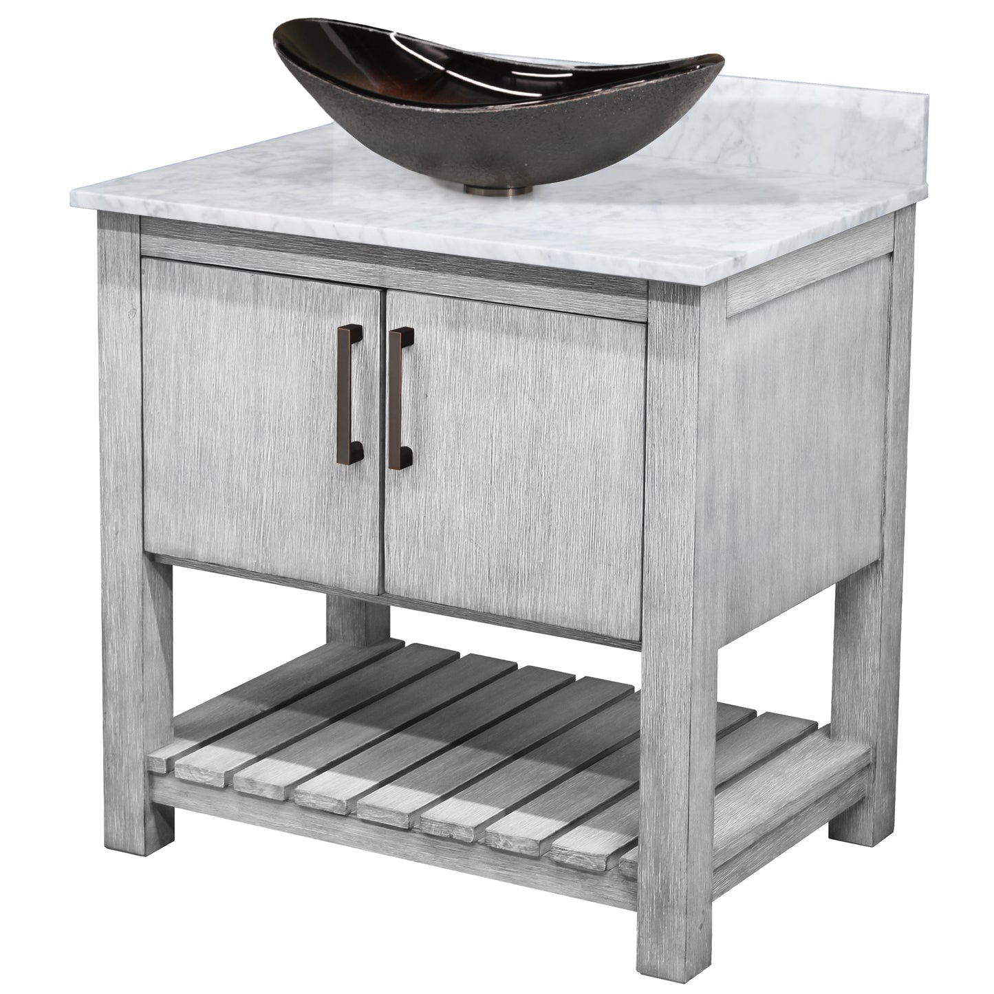 30-inch Bath Vanity with Carrara White Marble Counter and Sink - NOBV-30SG-CAR-0088031