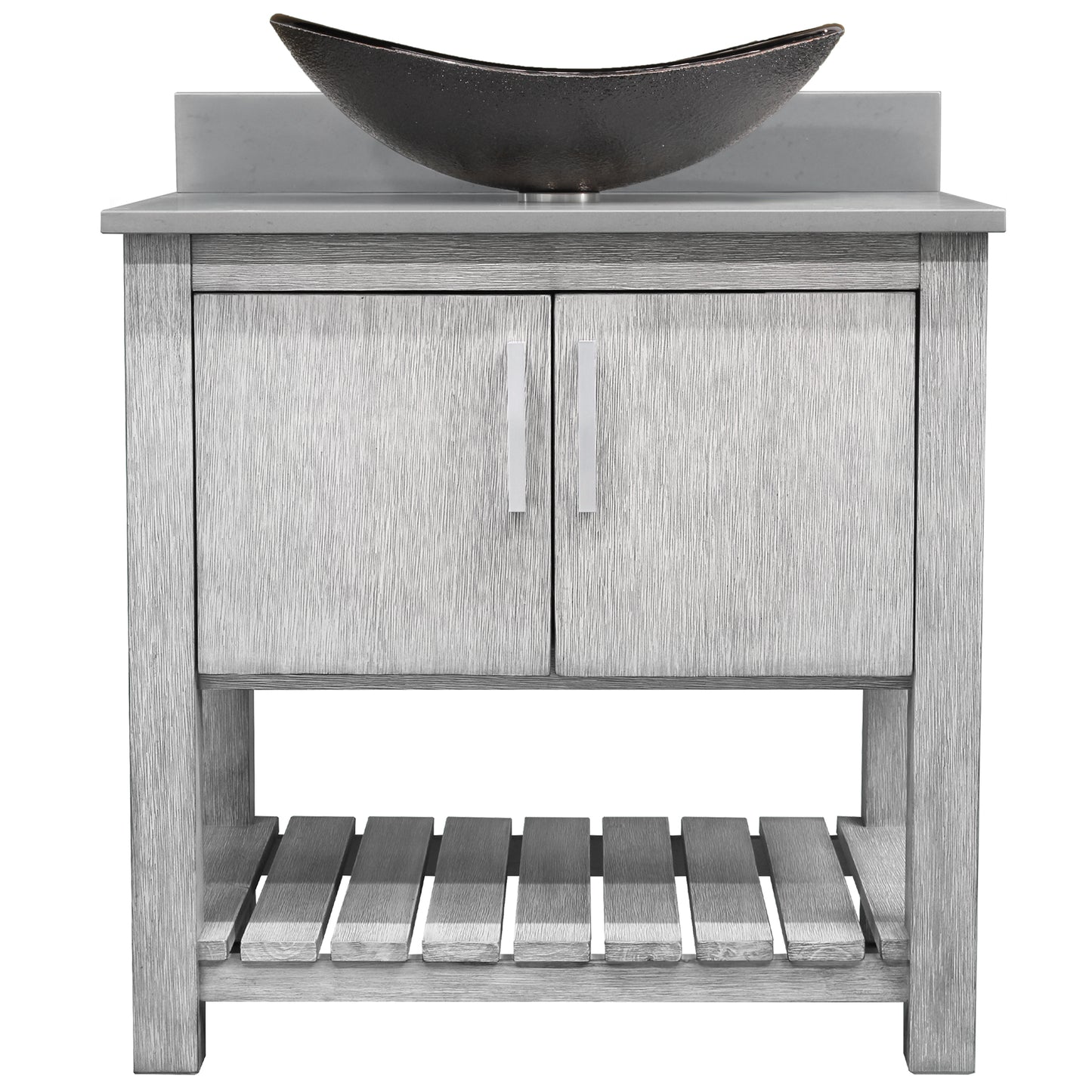 30-inch Bath Vanity with Storm Grey Quartz Counter and Sink - NOBV-30SG-280-0088031