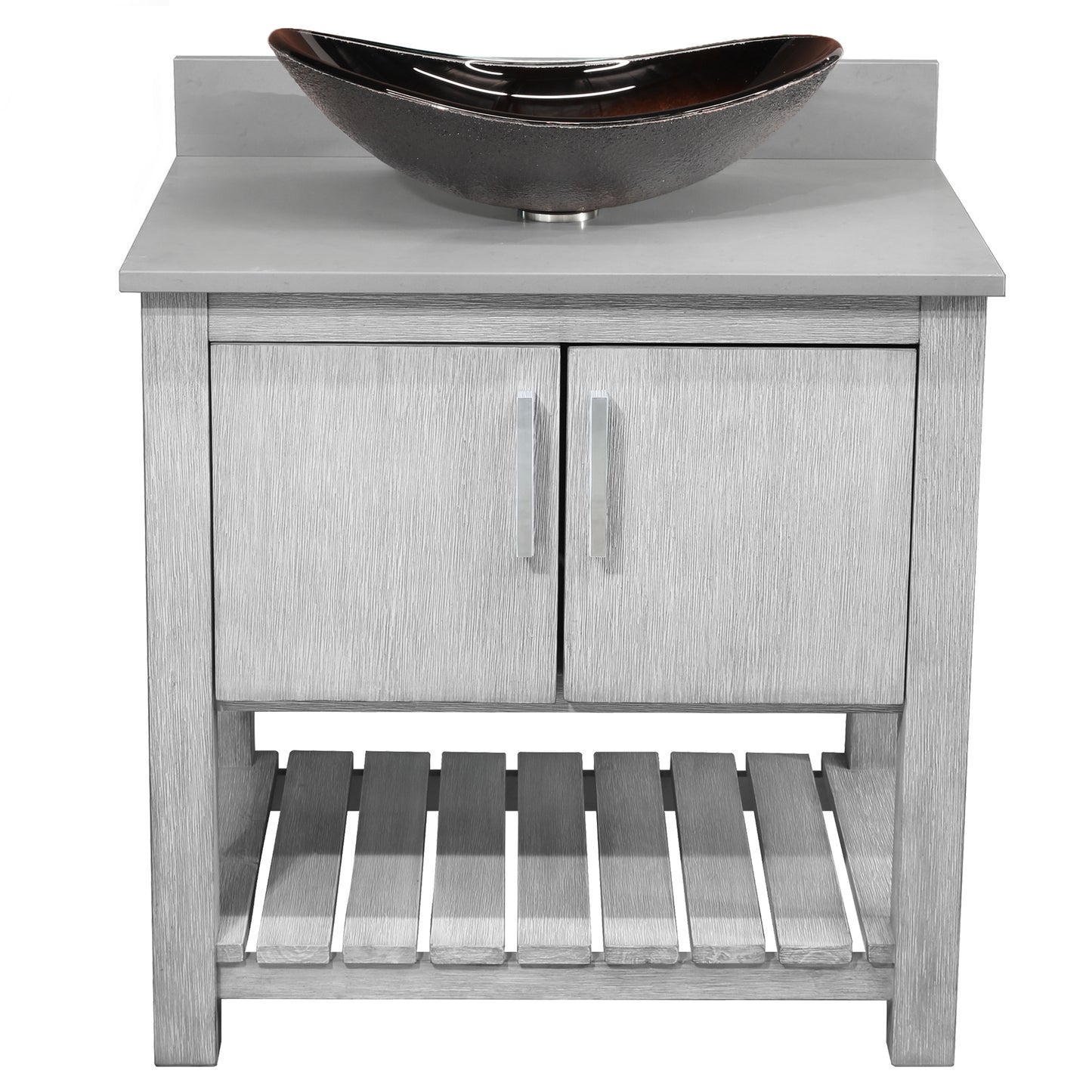 30-inch Bath Vanity with Storm Grey Quartz Counter and Sink - NOBV-30SG-280-0088031