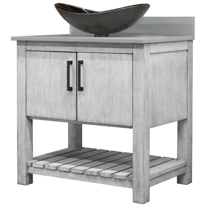 30-inch Bath Vanity with Storm Grey Quartz Counter and Sink - NOBV-30SG-280-0088031