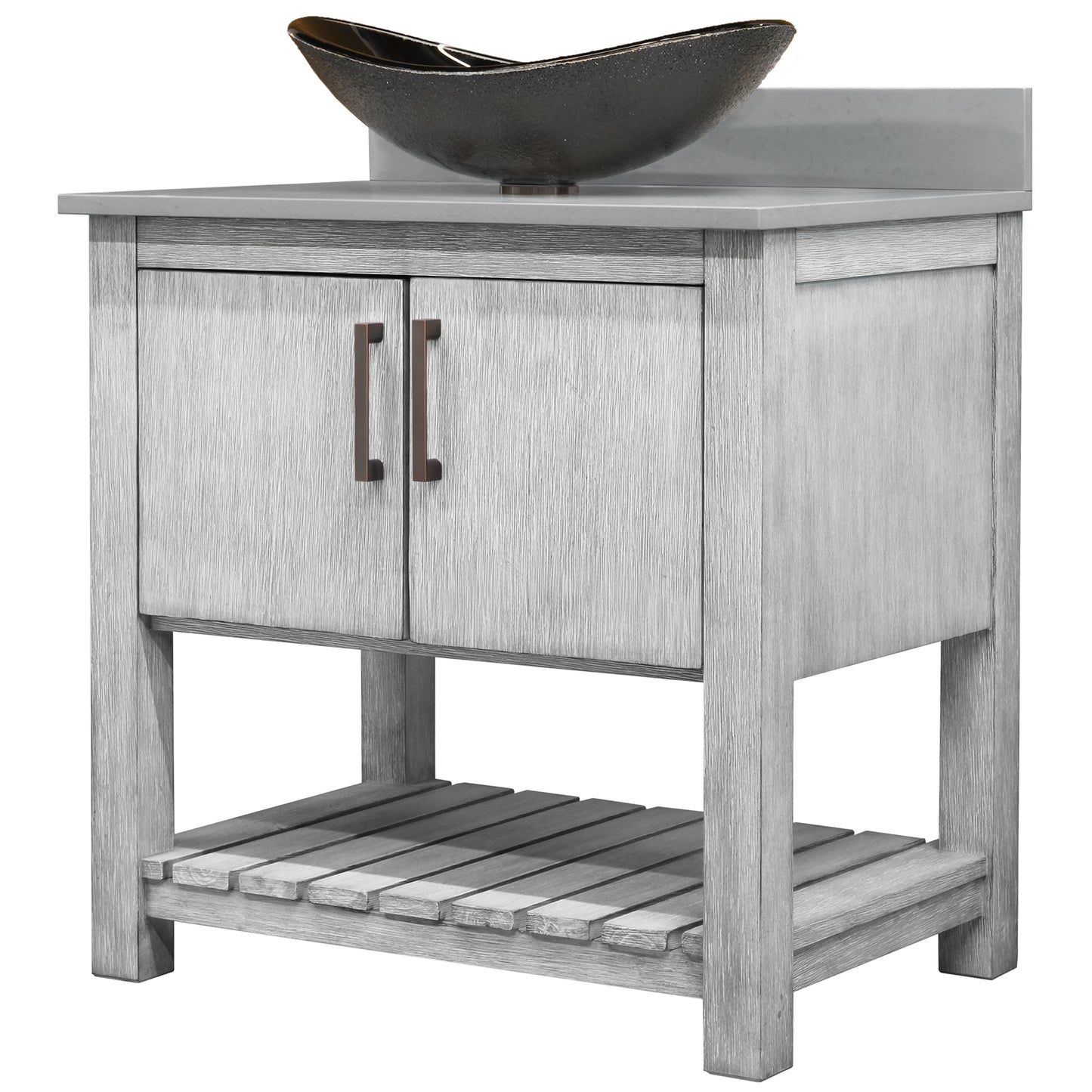 30-inch Bath Vanity with Storm Grey Quartz Counter and Sink - NOBV-30SG-280-0088031