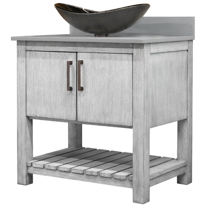 30-inch Bath Vanity with Storm Grey Quartz Counter and Sink - NOBV-30SG-280-0088031