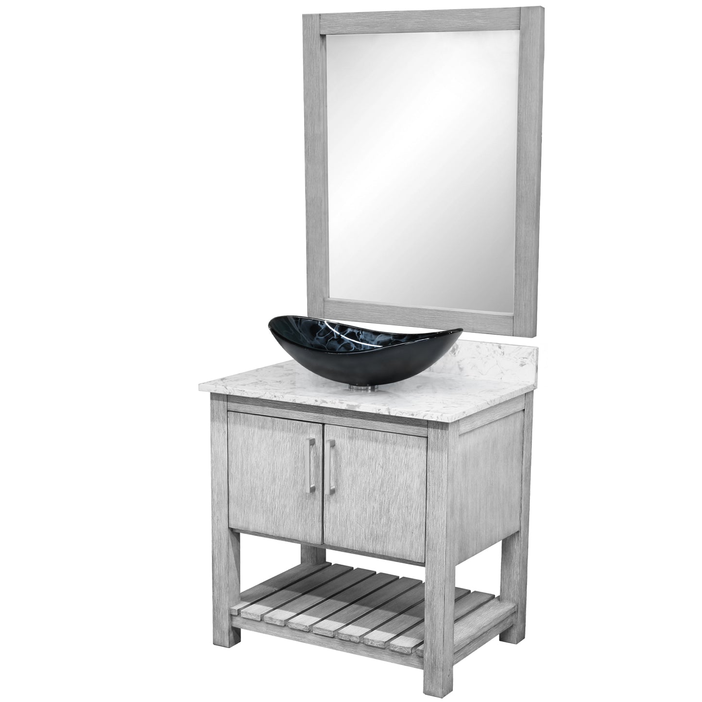 30-inch Bath Vanity with Café Mocha Quartz Counter and Sink, NOBV-30SG-6001-0128031