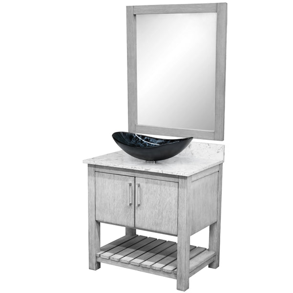 30-inch Bath Vanity with Café Mocha Quartz Counter and Sink, NOBV-30SG-6001-0128031