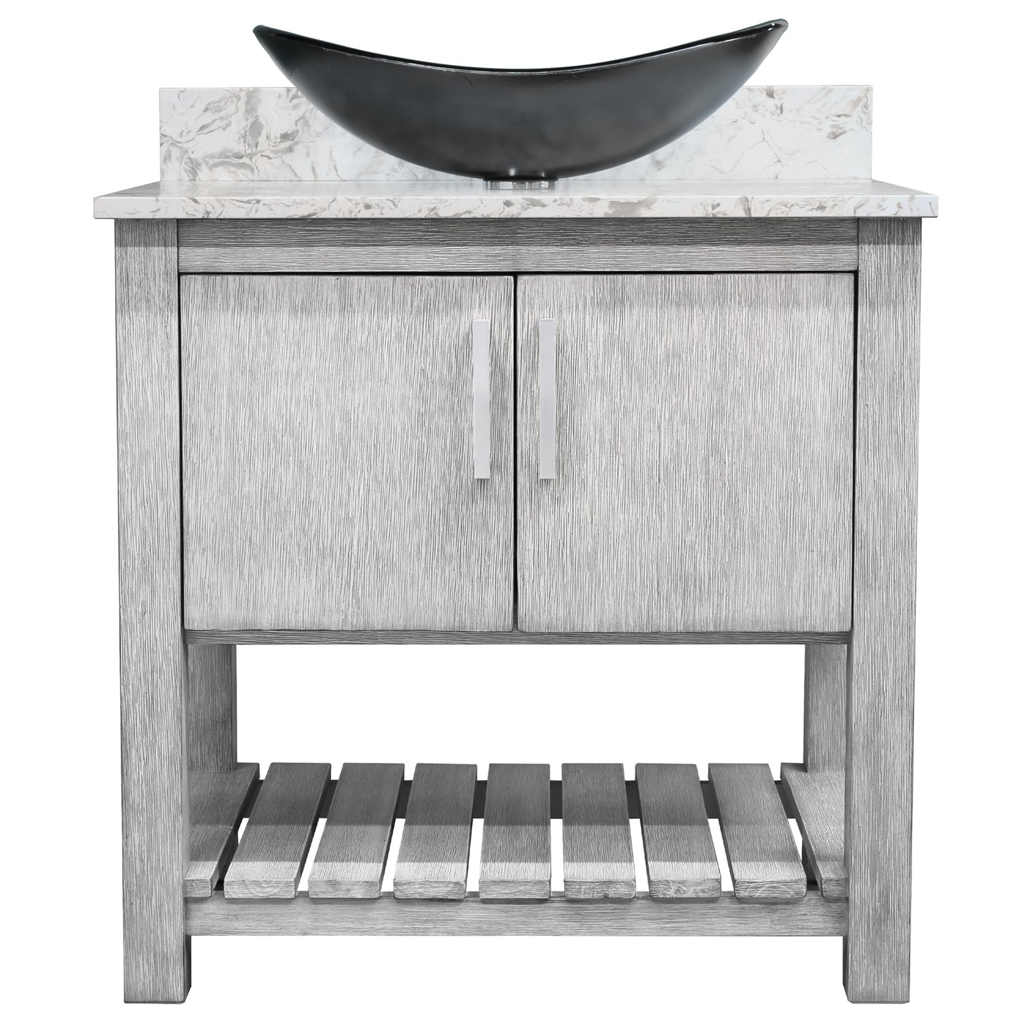 30-inch Bath Vanity with Café Mocha Quartz Counter and Sink, NOBV-30SG-6001-0128031