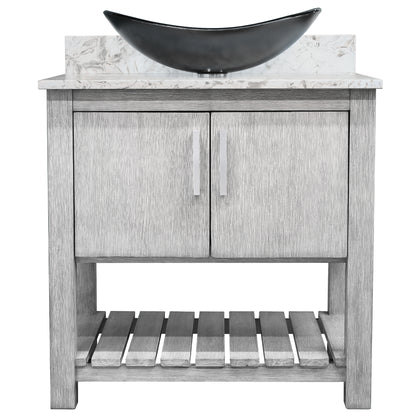 30-inch Bath Vanity with Café Mocha Quartz Counter and Sink, NOBV-30SG-6001-0128031