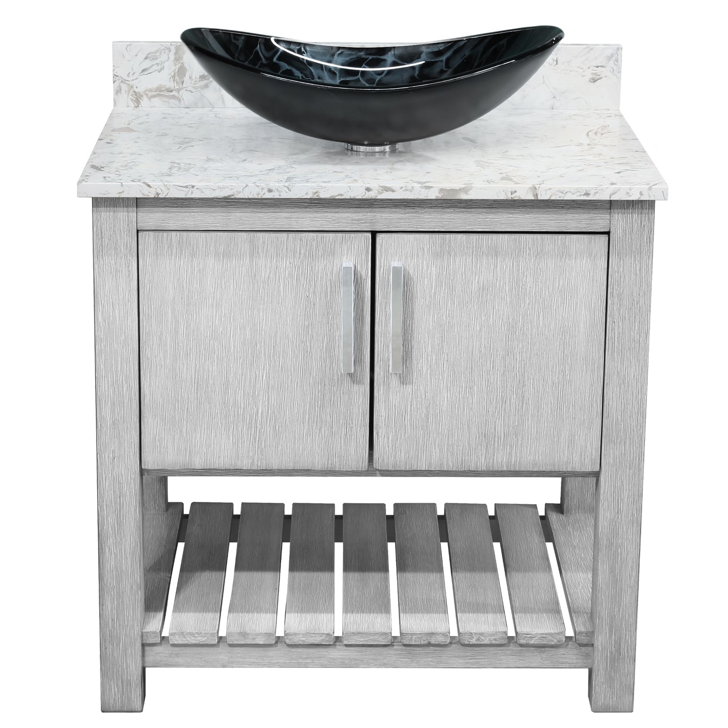 30-inch Bath Vanity with Café Mocha Quartz Counter and Sink, NOBV-30SG-6001-0128031