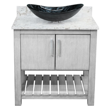 30-inch Bath Vanity with Café Mocha Quartz Counter and Sink, NOBV-30SG-6001-0128031