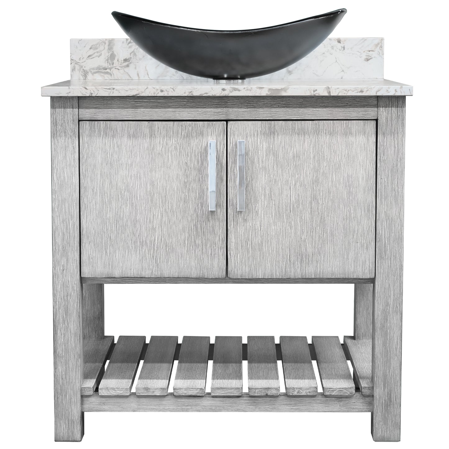 30-inch Bath Vanity with Café Mocha Quartz Counter and Sink, NOBV-30SG-6001-0128031