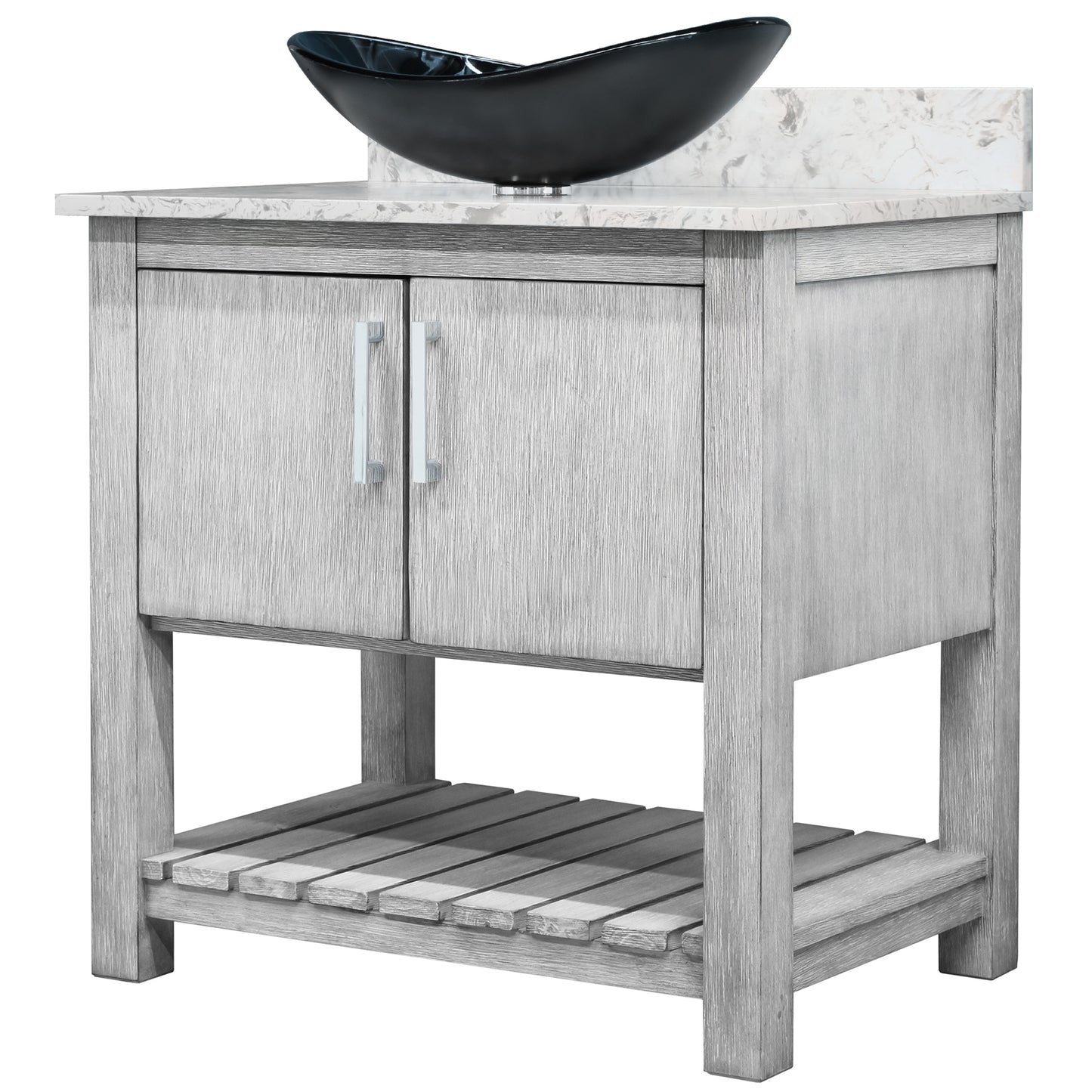 30-inch Bath Vanity with Café Mocha Quartz Counter and Sink, NOBV-30SG-6001-0128031