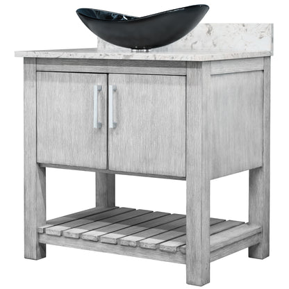 30-inch Bath Vanity with Café Mocha Quartz Counter and Sink, NOBV-30SG-6001-0128031