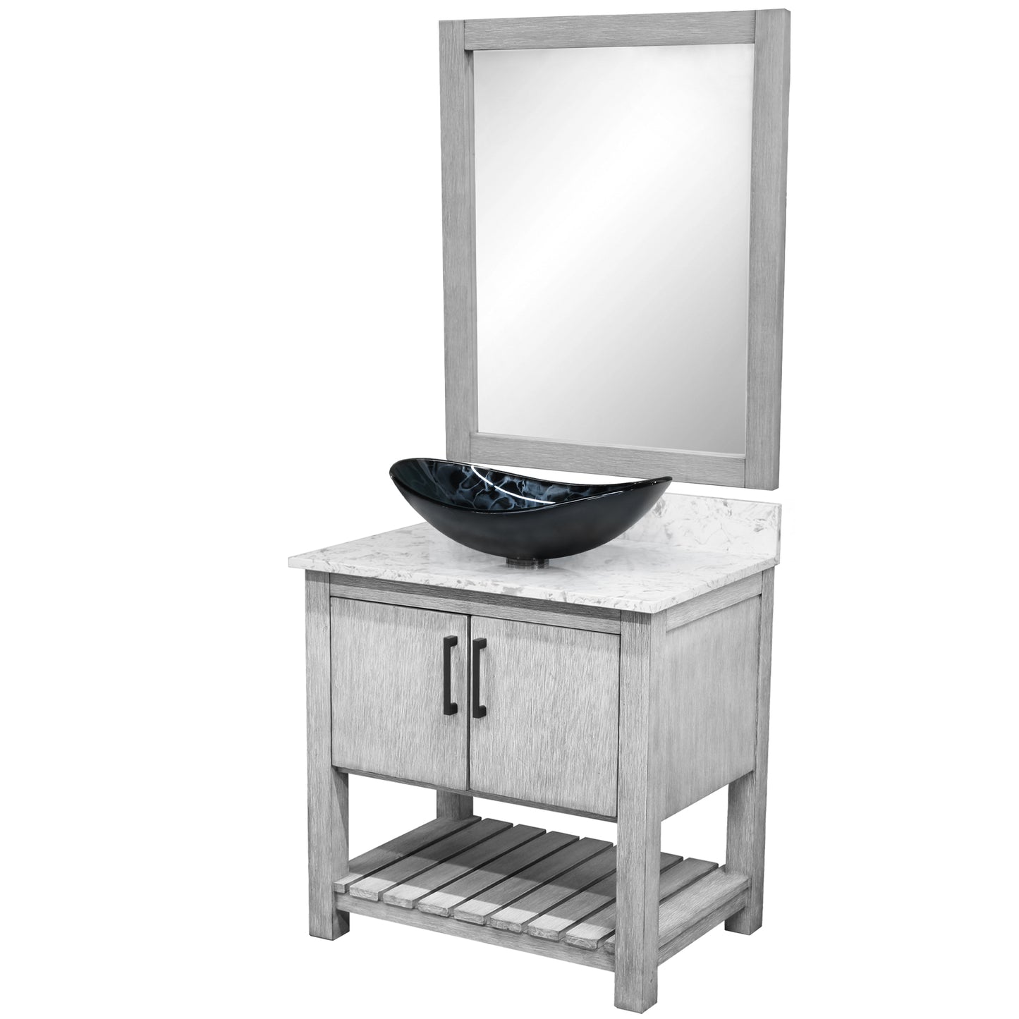 30-inch Bath Vanity with Café Mocha Quartz Counter and Sink, NOBV-30SG-6001-0128031
