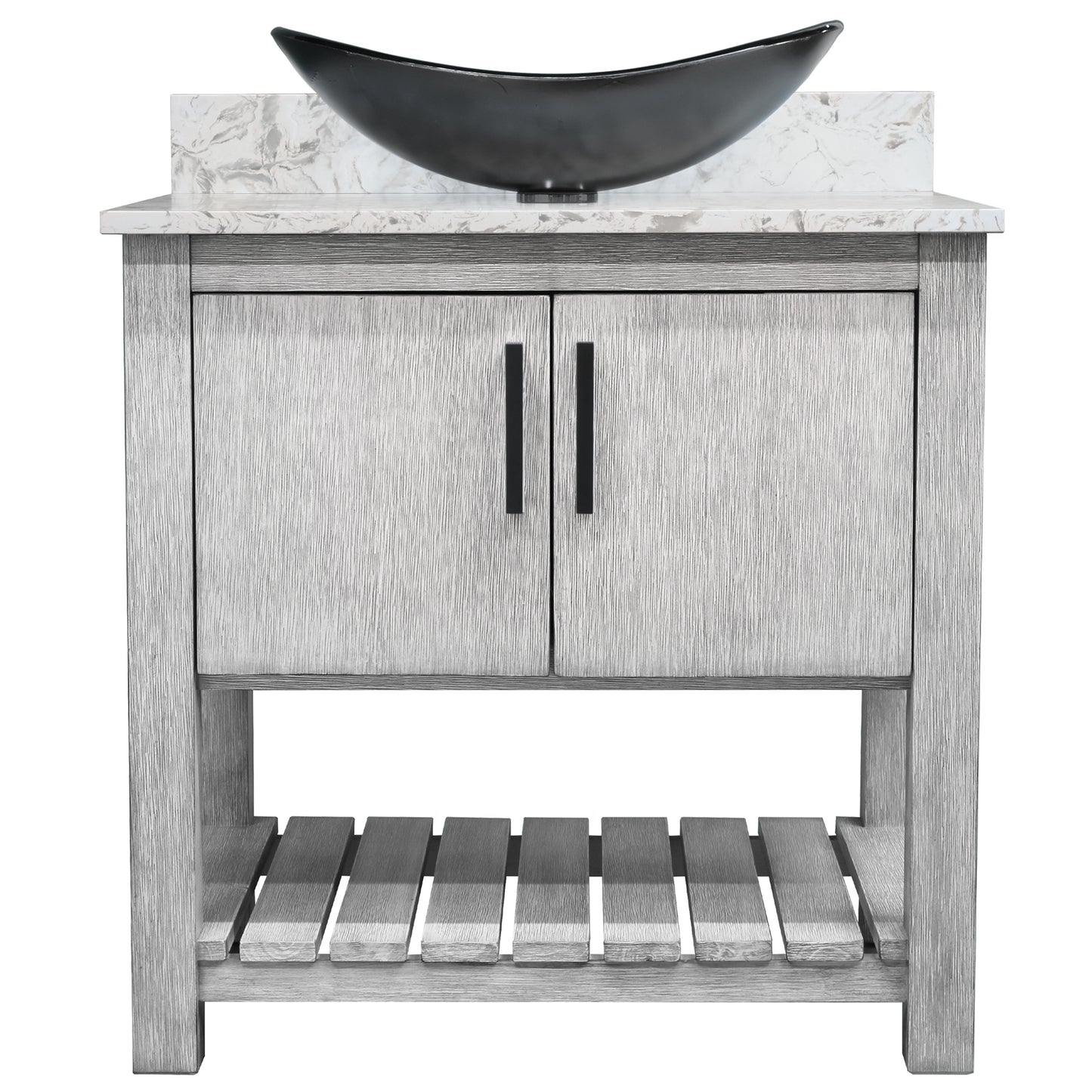 30-inch Bath Vanity with Café Mocha Quartz Counter and Sink, NOBV-30SG-6001-0128031