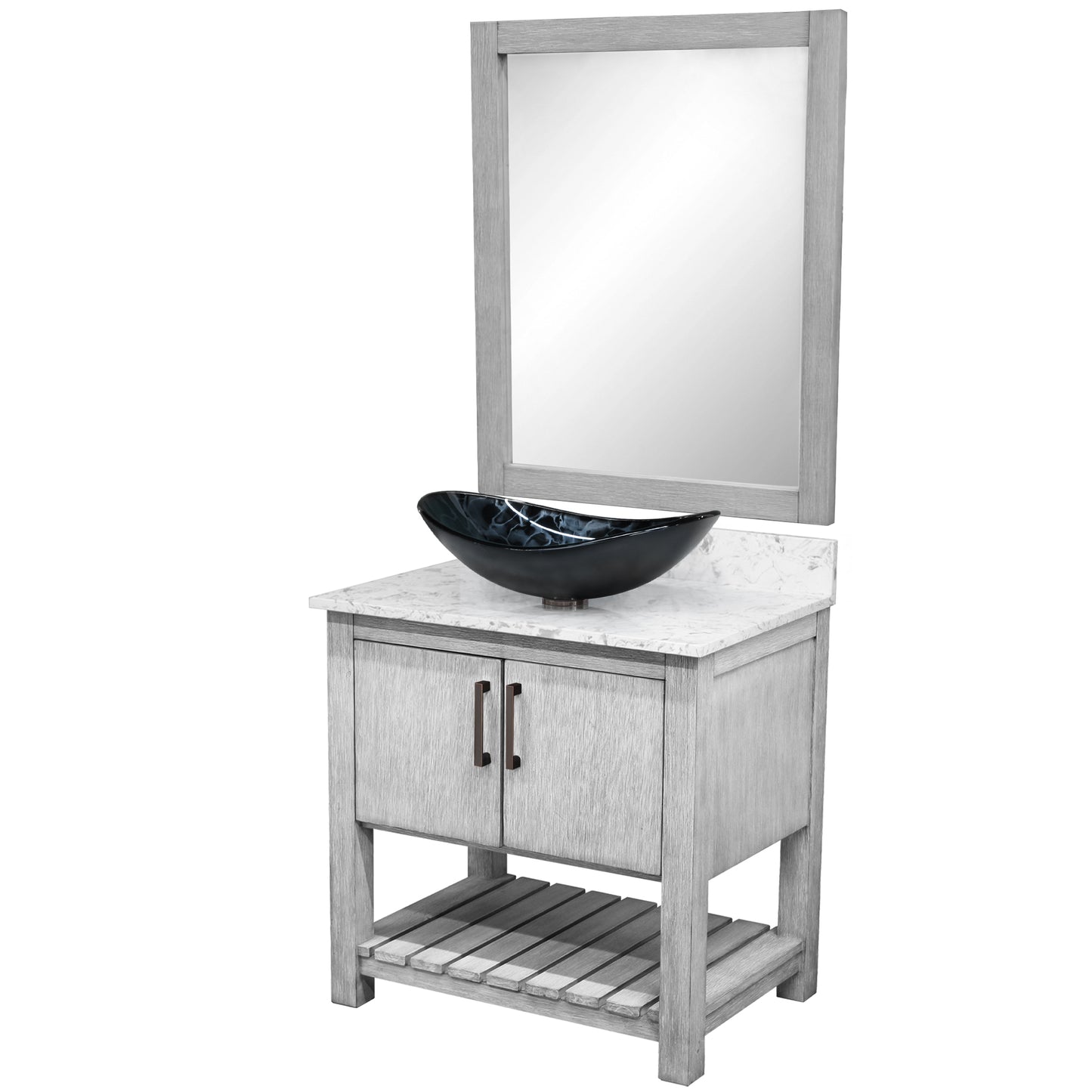 30-inch Bath Vanity with Café Mocha Quartz Counter and Sink, NOBV-30SG-6001-0128031