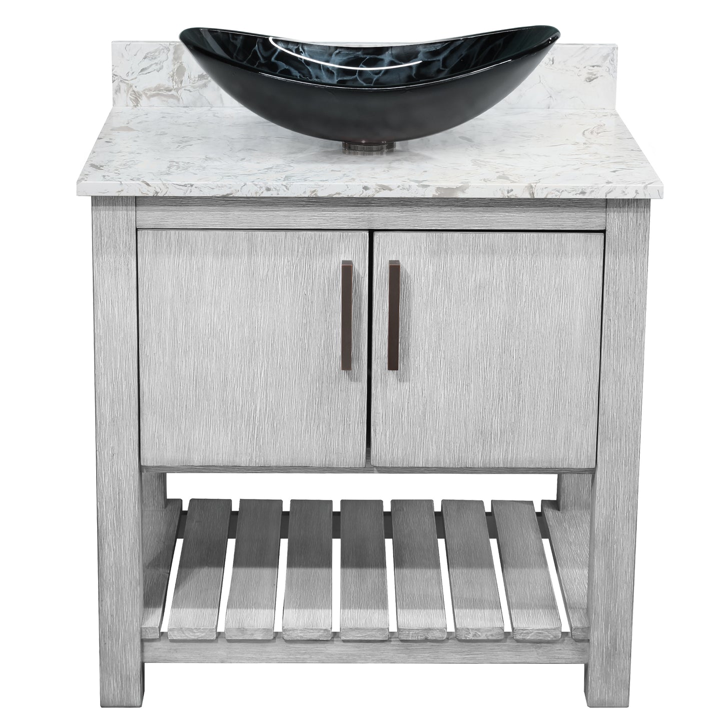 30-inch Bath Vanity with Café Mocha Quartz Counter and Sink, NOBV-30SG-6001-0128031