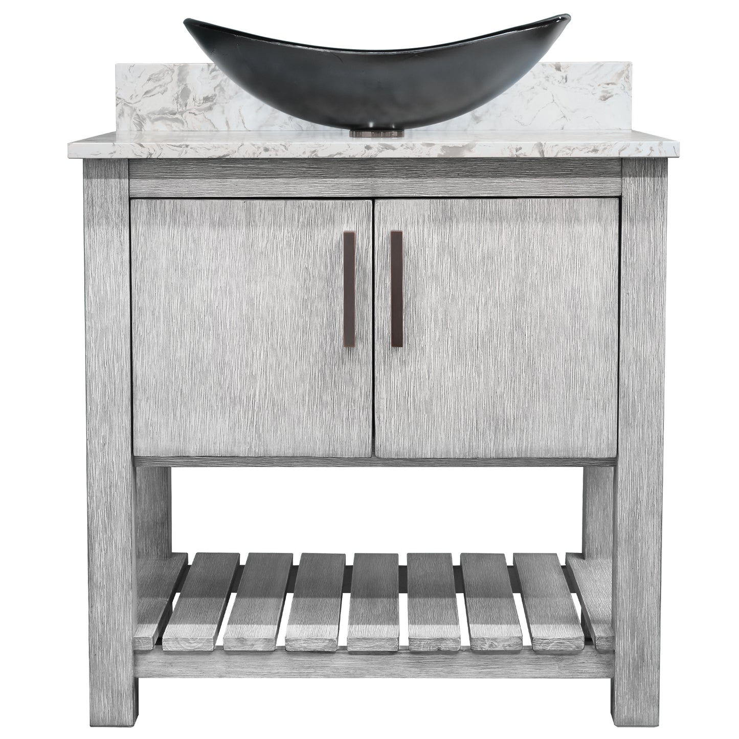 30-inch Bath Vanity with Café Mocha Quartz Counter and Sink, NOBV-30SG-6001-0128031