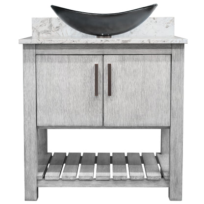 30-inch Bath Vanity with Café Mocha Quartz Counter and Sink, NOBV-30SG-6001-0128031