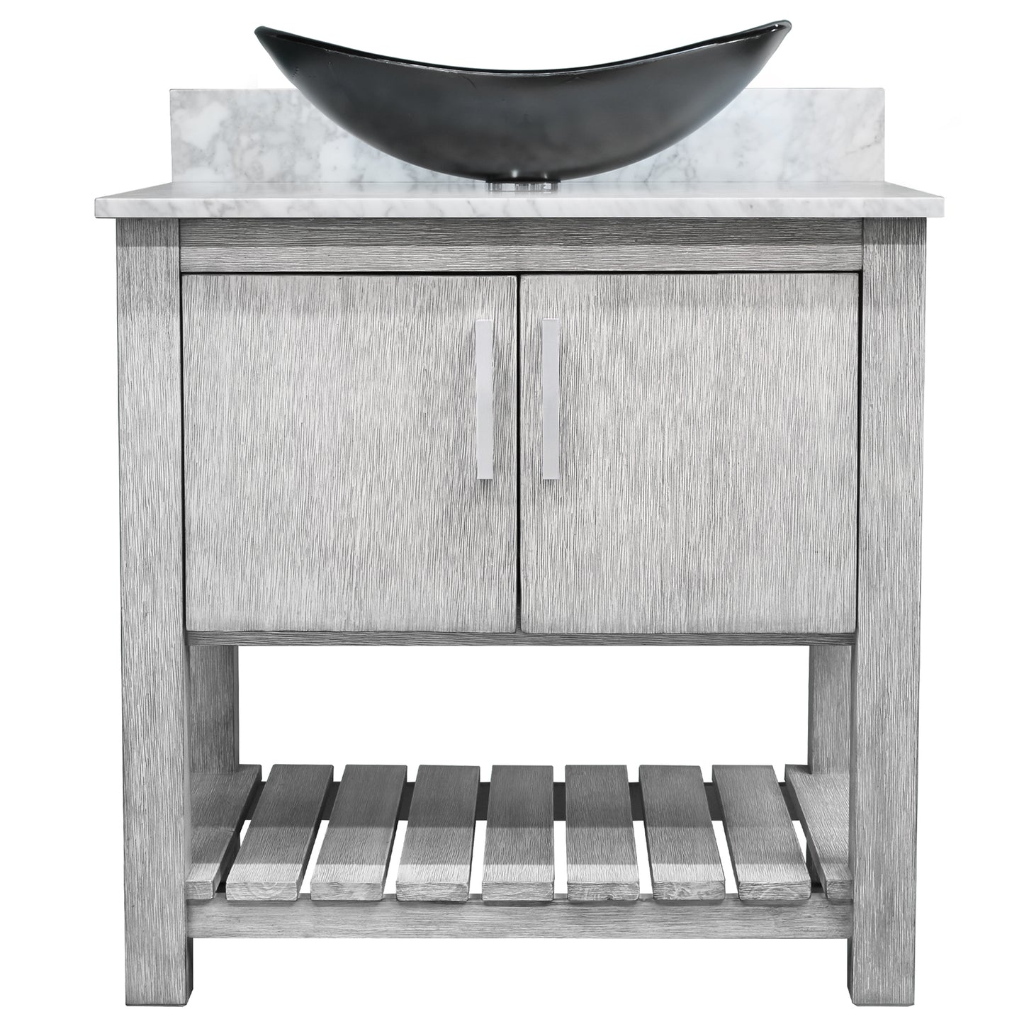 30-inch Bath Vanity with Carrara White Marble Counter and Sink, NOBV-30SG-CAR-G012-8031