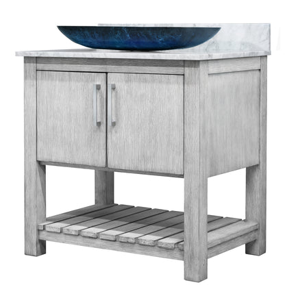 30-inch Bath Vanity with Carrara White Marble Counter and Sink, NOBV-30SG-CAR-19034