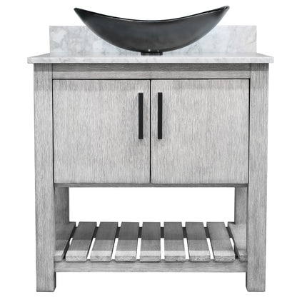 30-inch Bath Vanity with Carrara White Marble Counter and Sink, NOBV-30SG-CAR-G012-8031