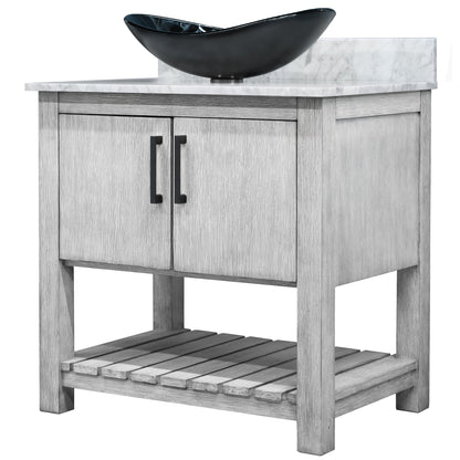 30-inch Bath Vanity with Carrara White Marble Counter and Sink, NOBV-30SG-CAR-G012-8031