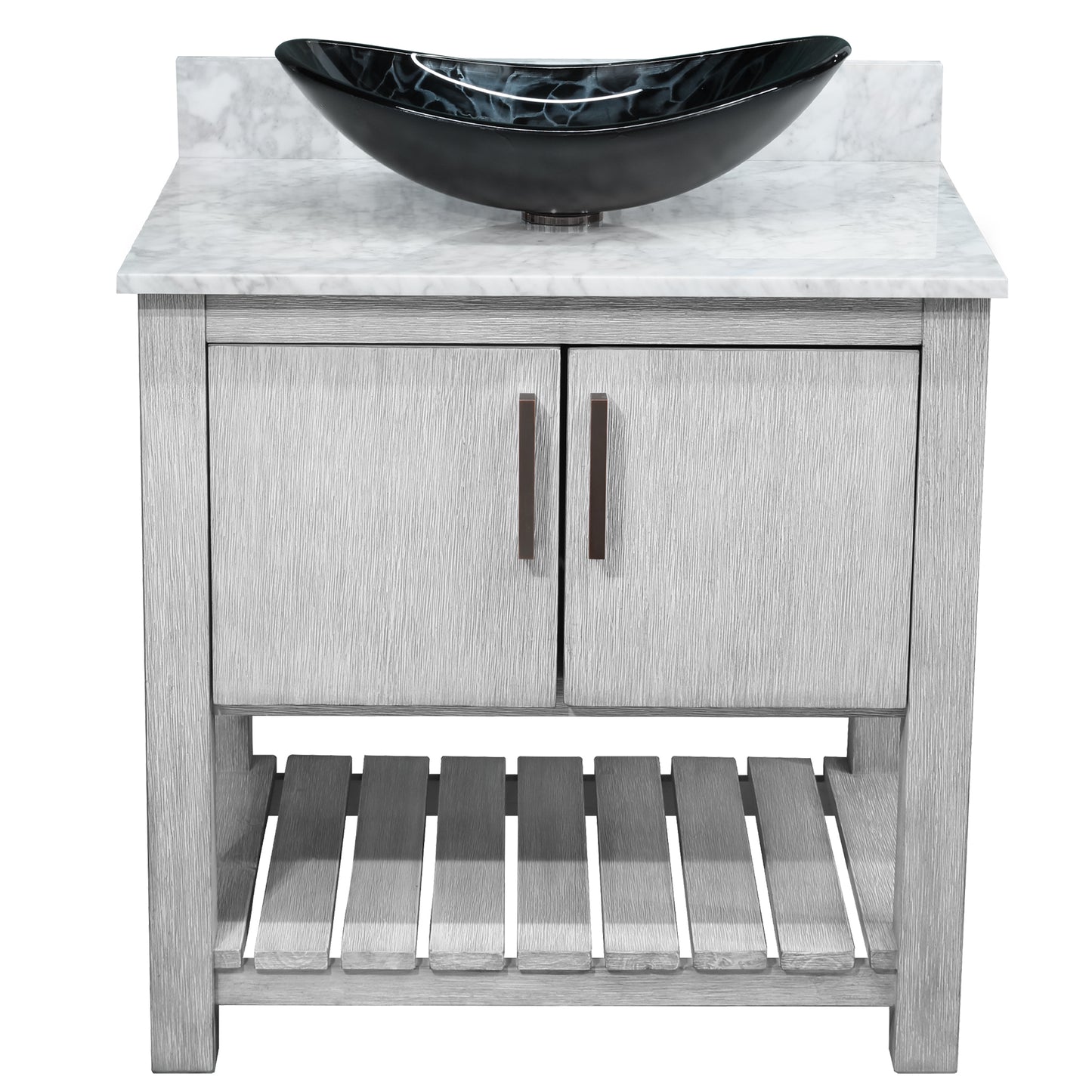 30-inch Bath Vanity with Carrara White Marble Counter and Sink, NOBV-30SG-CAR-G012-8031