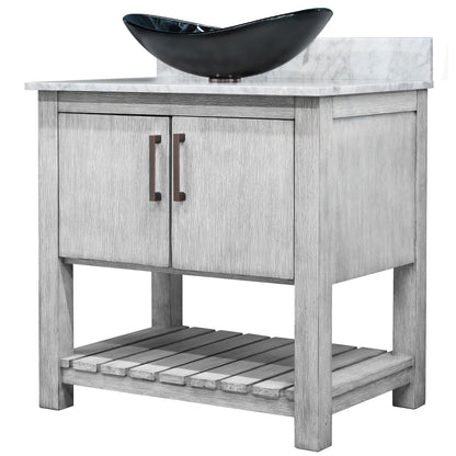 30-inch Bath Vanity with Carrara White Marble Counter and Sink, NOBV-30SG-CAR-G012-8031