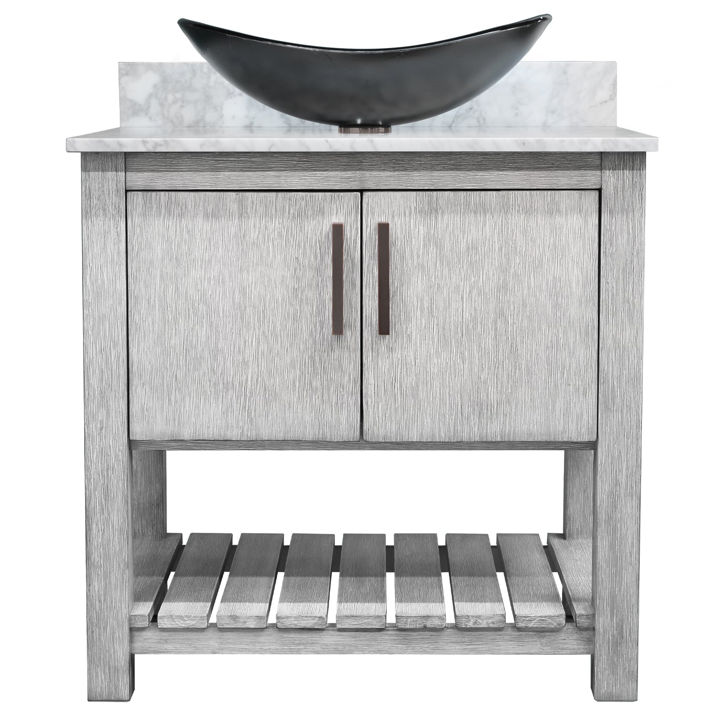 30-inch Bath Vanity with Carrara White Marble Counter and Sink, NOBV-30SG-CAR-G012-8031