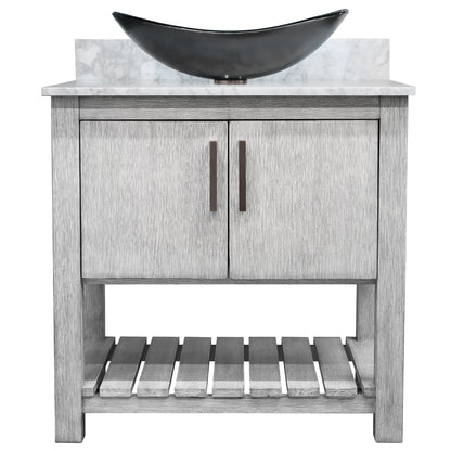 30-inch Bath Vanity with Carrara White Marble Counter and Sink, NOBV-30SG-CAR-G012-8031