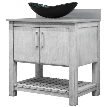 30-inch Bath Vanity with Storm Grey Quartz Counter and Sink - NOBV-30SG-280-G012-8031