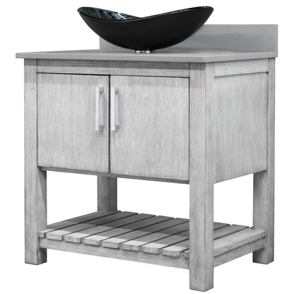 30-inch Bath Vanity with Storm Grey Quartz Counter and Sink - NOBV-30SG-280-G012-8031