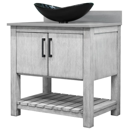 30-inch Bath Vanity with Storm Grey Quartz Counter and Sink - NOBV-30SG-280-G012-8031