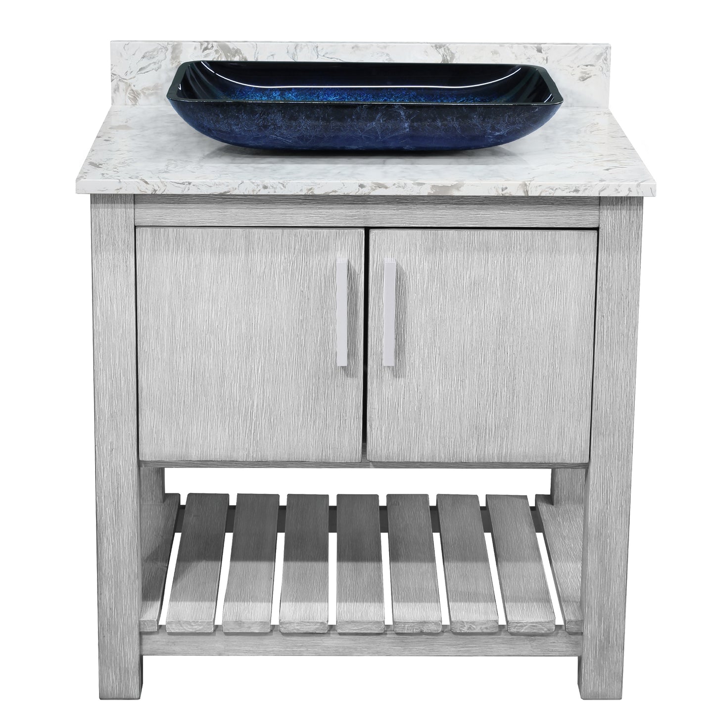 30-inch Bath Vanity with Café Mocha Quartz Counter and Sink, NOBV-30SG-6001-19034