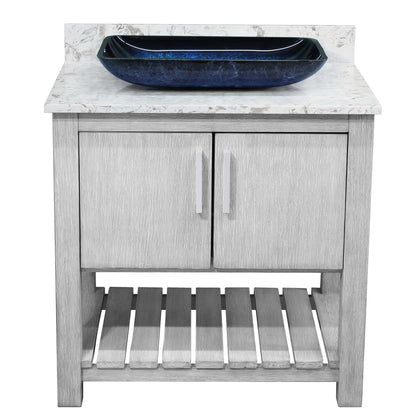 30-inch Bath Vanity with Café Mocha Quartz Counter and Sink, NOBV-30SG-6001-19034