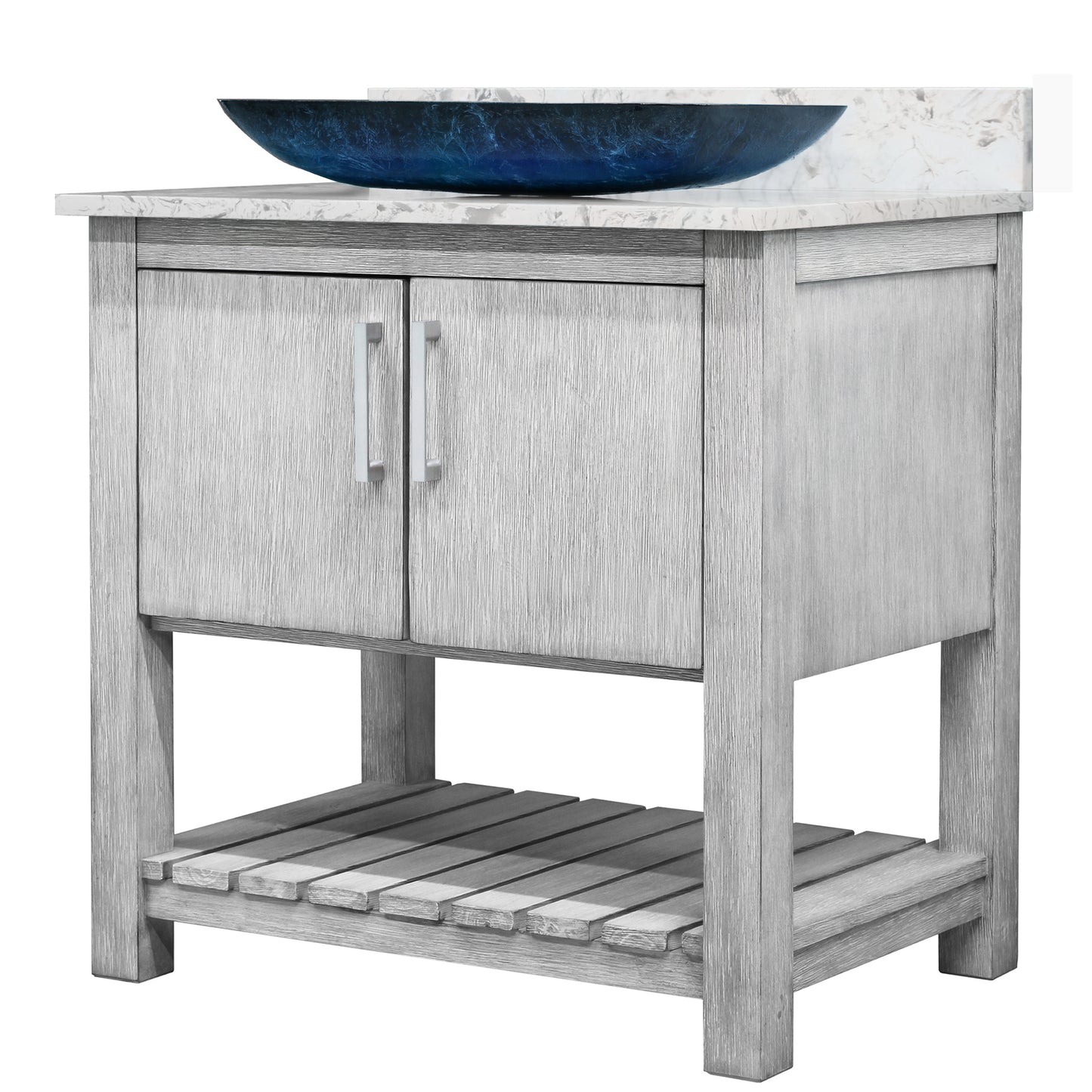 30-inch Bath Vanity with Café Mocha Quartz Counter and Sink, NOBV-30SG-6001-19034