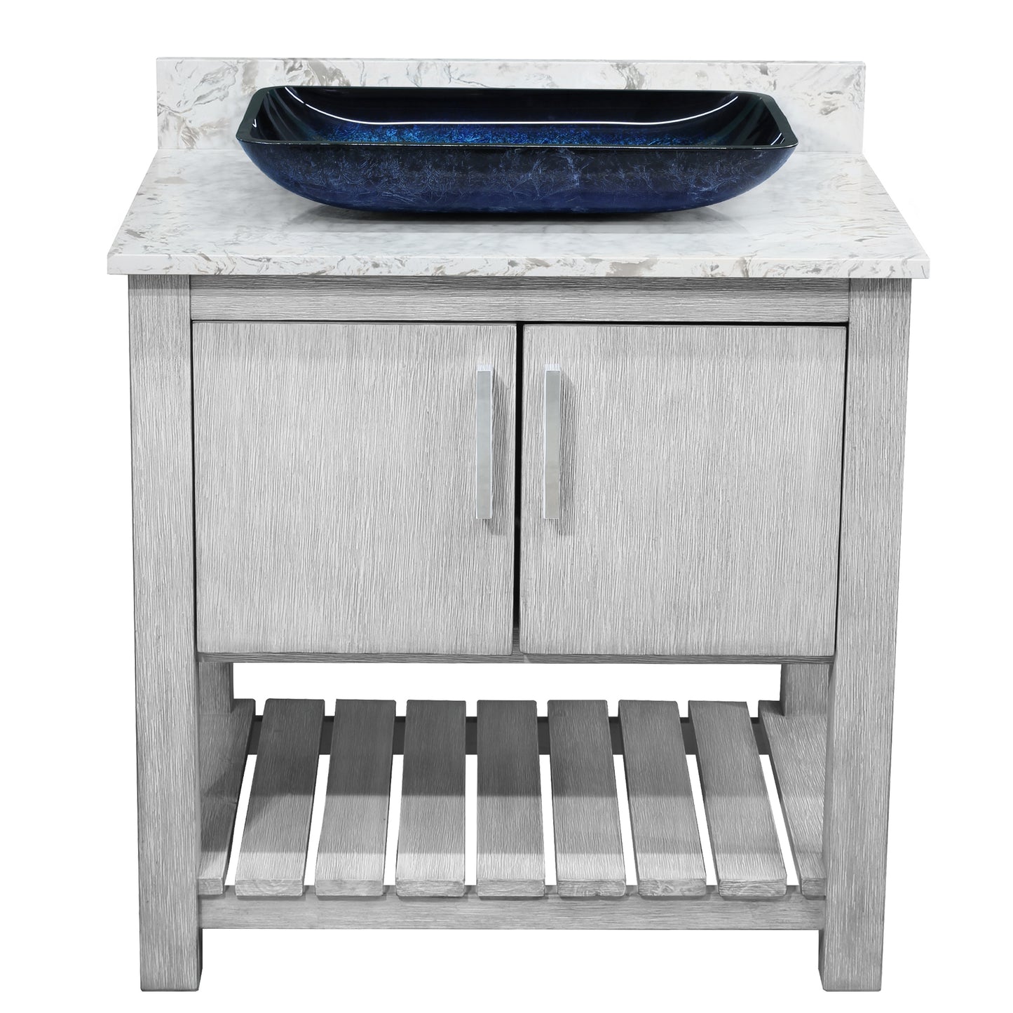 30-inch Bath Vanity with Café Mocha Quartz Counter and Sink, NOBV-30SG-6001-19034