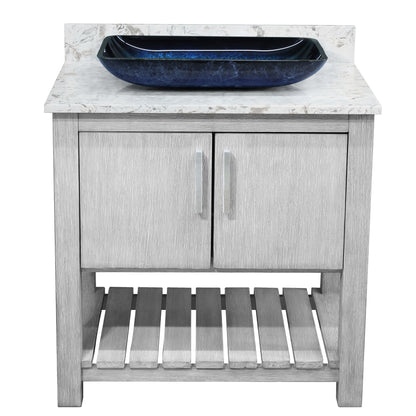 30-inch Bath Vanity with Café Mocha Quartz Counter and Sink, NOBV-30SG-6001-19034