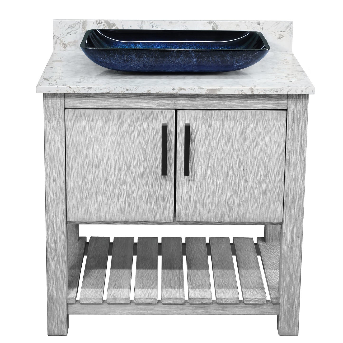 30-inch Bath Vanity with Café Mocha Quartz Counter and Sink, NOBV-30SG-6001-19034