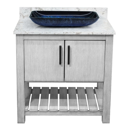 30-inch Bath Vanity with Café Mocha Quartz Counter and Sink, NOBV-30SG-6001-19034